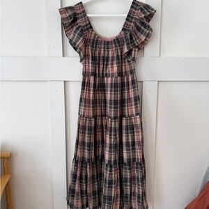 Madewell Plaid Maxi Dress - Pink and Blue